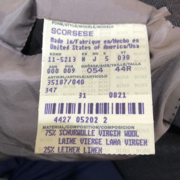 Hugo Boss Scorsese Blazer Size 44R Gray Virgin Wool Linen Blend - Picture 10 of 11